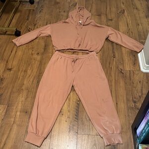 Fashion Nova Tan Hoodie and Jogger Set